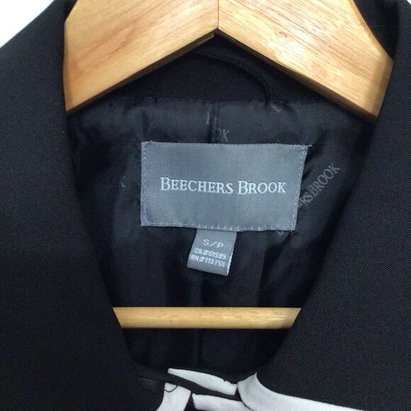 BEECHERS Brook Long black Blazer Jacket White ecru Pockets Small contemporary - Picture 4 of 15